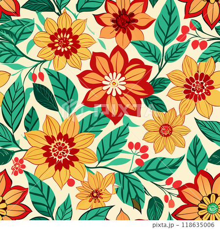 seamless pattern with flowers 118635006