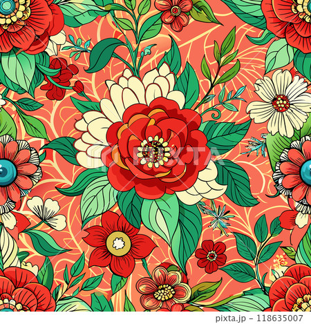seamless pattern with flowers 118635007