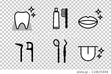 Tooth dental care icon line drawing illustration 118635848