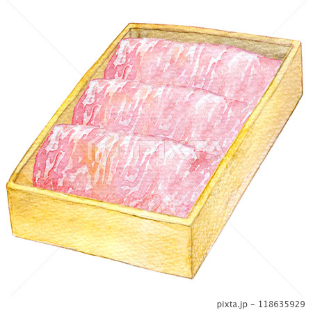 水彩イラスト すき焼の肉 水彩イラスト すき焼の肉 118635929