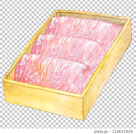 Watercolor illustration: Sukiyaki meat 118635929