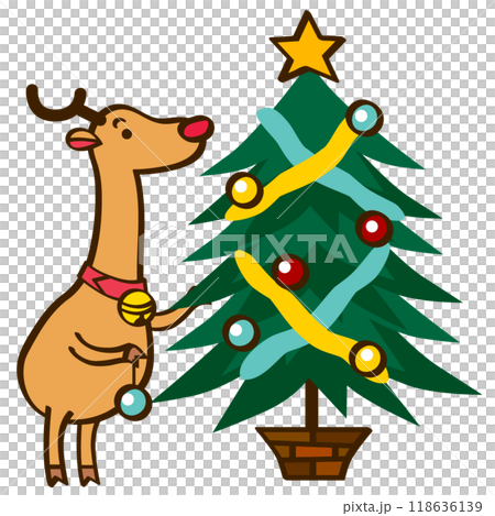 クリスマスツリーとトナカイのイラスト素材 [118636139] - PIXTA