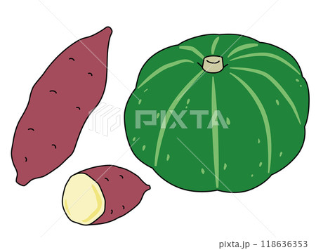 さつまいもとかぼちゃのイラスト 主線あり さつまいもとかぼちゃのイラスト 主線あり 118636353