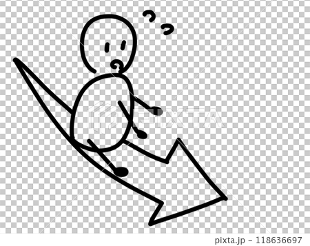 一個人騎著下降箭頭的鬆散插圖 118636697