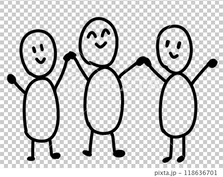 手を取り合う人のゆるいイラスト 118636701