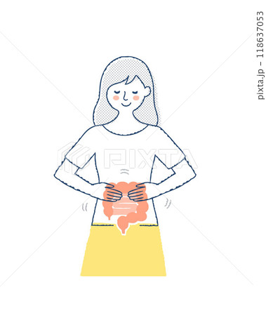 腸のマッサージをしている女性 118637053