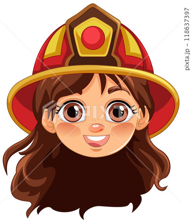 Smiling Girl Firefighter Illustration 118637397