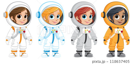 Cute Astronauts in Space Suits 118637405