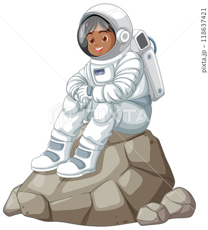 Young Astronaut Sitting on Rock Young Astronaut Sitting on Rock 118637421