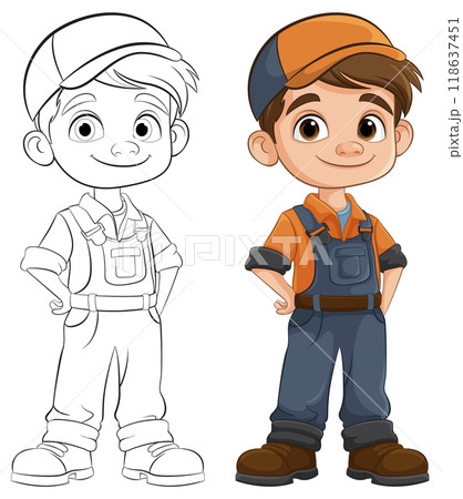 Cheerful Boy in Overalls Cheerful Boy in Overalls 118637451