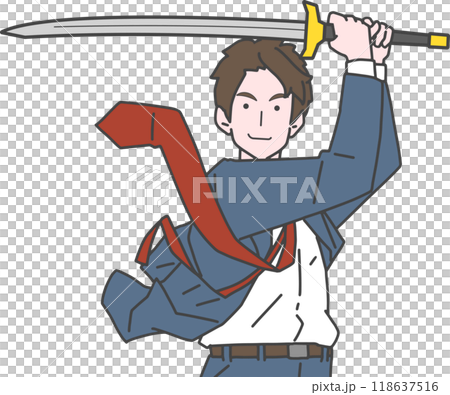 剣を構えるビジネスマン 剣を構えるビジネスマン 118637516