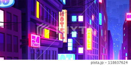 Modern city downtown at night 118637624