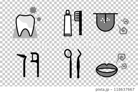 Tooth dental care icon line drawing illustration 118637667