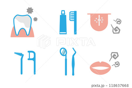 歯 デンタルケアのアイコン　線画イラスト 118637668