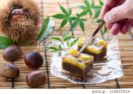 和菓子 ようかん （ 栗蒸し羊羹 ） 118637814