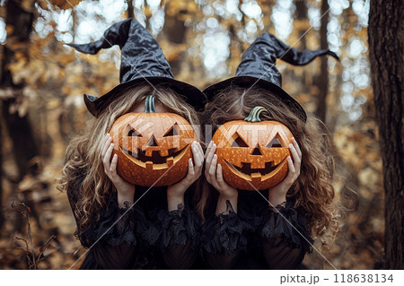 Halloween Witch Twins 118638134
