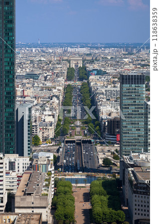 Aerial view of the Champs Elysees in Paris Aerial view of the Champs Elysees in Paris 118638359
