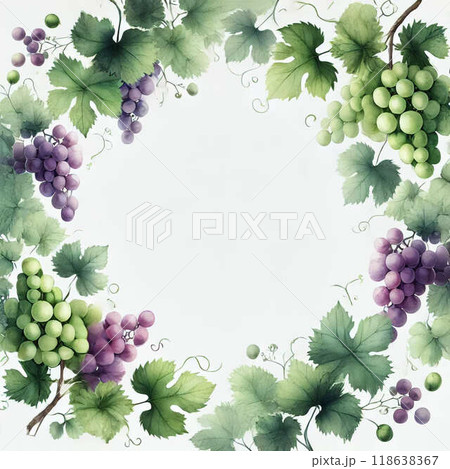 ぶどうのある白ワインのイラスト ぶどうのある白ワインのイラスト 118638367
