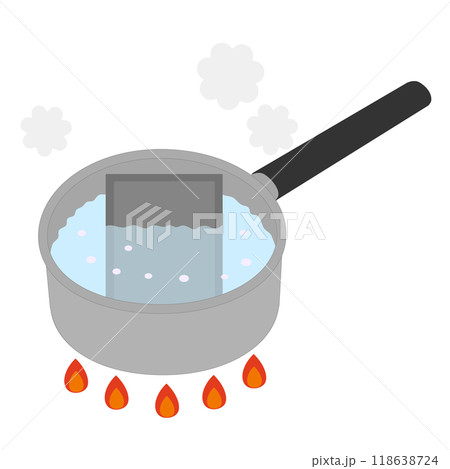 レトルト食品を鍋で温めているイラスト 118638724