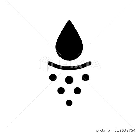 Water absorbent icon. Skin deep hydration symbol. Face care effect. Moisturizing skin icon. Water drop absorb sign. Vector illustration isolated on white background Water absorbent icon. Skin deep hydration symbol. Face care effect. Moisturizing skin icon. Water drop absorb sign. Vector illustration isolated on white background 118638754