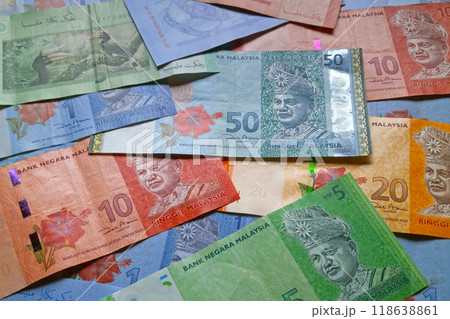 Stack of Malaysian ringgit banknotes Stack of Malaysian ringgit banknotes 118638861