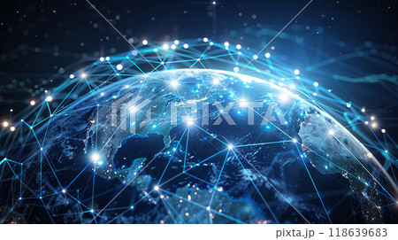 Global network connection and analysis in a...のイラスト素材 [118639683] - PIXTA