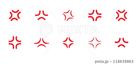 Red anime anger symbol collection. Angry anime icon set. Vector illustration 118639863