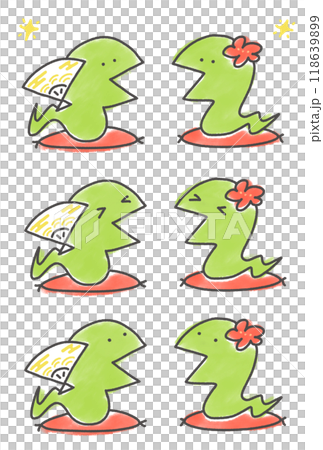 兩條蛇插畫新年賀卡材質坐墊組臉部表情 兩條蛇插畫新年賀卡材質坐墊組臉部表情 118639899