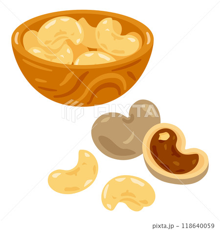 ボウルに盛られたカシューナッツセット 118640059