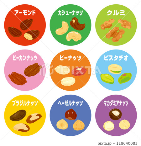 色々なナッツのセット　日本語 118640083
