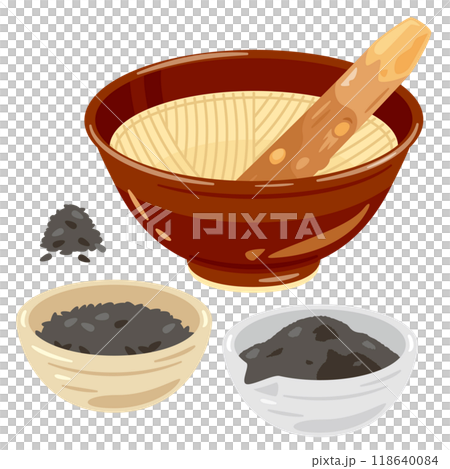Mortar and Black Sesame Set 118640084