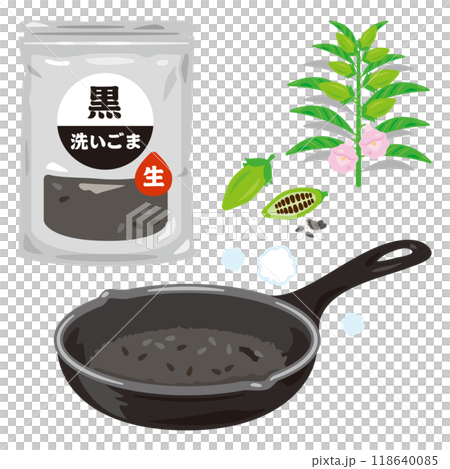 煎鍋,用於烘烤洗淨的黑芝麻 煎鍋,用於烘烤洗淨的黑芝麻 118640085