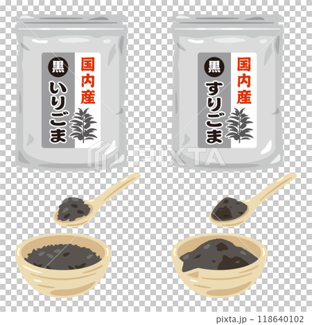 Bag of roasted and ground black sesame seeds 118640102