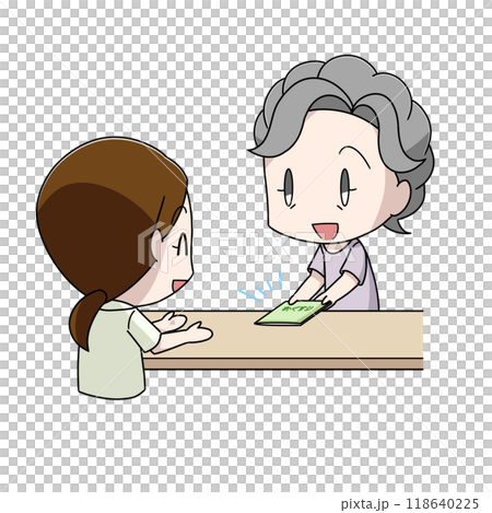 一位老婦人交出她的醫學筆記本的插圖 118640225