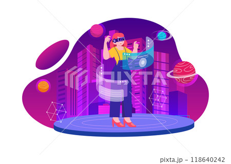 Metaverse Technology Illustration concept. Flat illustration isolated on white background Metaverse Technology Illustration concept. Flat illustration isolated on white background 118640242