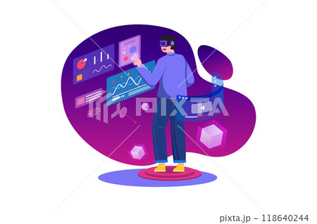 Metaverse Technology Illustration concept. Flat illustration isolated on white background 118640244