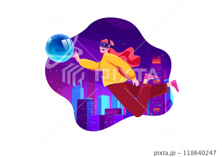 Metaverse Technology Illustration concept. Flat illustration isolated on white background 118640247
