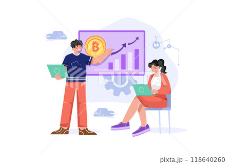 Cryptocurrency Illustration concept. Flat illustration isolated on white background 118640260