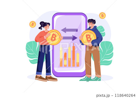 Cryptocurrency Illustration concept. Flat illustration isolated on white background 118640264