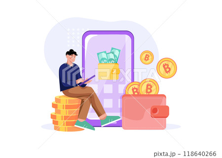 Cryptocurrency Illustration concept. Flat illustration isolated on white background 118640266