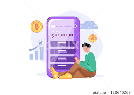 Cryptocurrency Illustration concept. Flat illustration isolated on white background 118640268