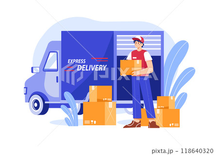 Parcel Delivery Service Illustration concept. Flat illustration isolated on white background Parcel Delivery Service Illustration concept. Flat illustration isolated on white background 118640320