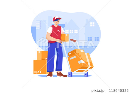 Parcel Delivery Service Illustration concept. Flat illustration isolated on white background Parcel Delivery Service Illustration concept. Flat illustration isolated on white background 118640323