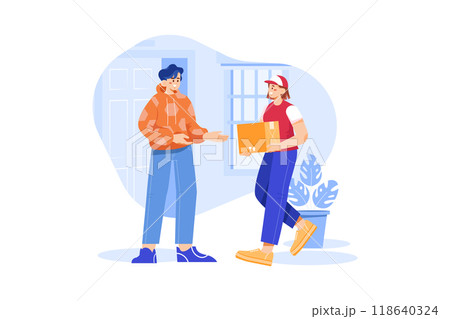 Parcel Delivery Service Illustration concept. Flat illustration isolated on white background Parcel Delivery Service Illustration concept. Flat illustration isolated on white background 118640324