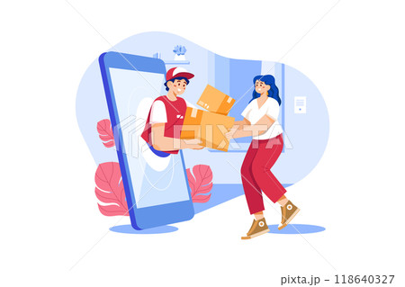 Parcel Delivery Service Illustration concept. Flat illustration isolated on white background Parcel Delivery Service Illustration concept. Flat illustration isolated on white background 118640327