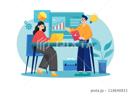 Online Digital Marketing Illustration concept. Flat illustration isolated on white background 118640831