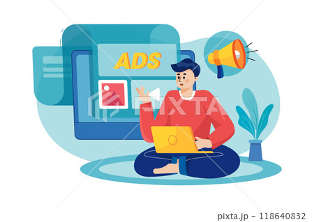 Online Digital Marketing Illustration concept. Flat illustration isolated on white background 118640832