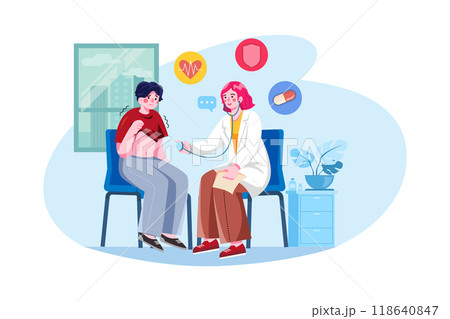 Female Doctor Doing Checkup Of The Patient 118640847