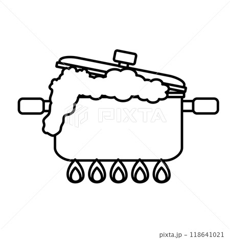 吹きこぼれている鍋 118641021