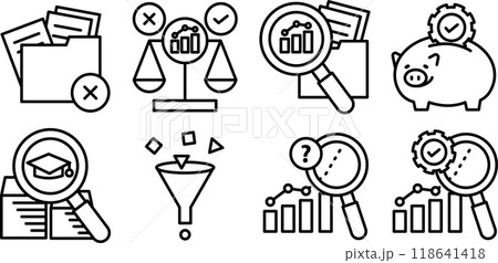 スマートファクトリーを進めるポイントを表すイメージアイコンセット。 スマートファクトリーを進めるポイントを表すイメージアイコンセット。 118641418